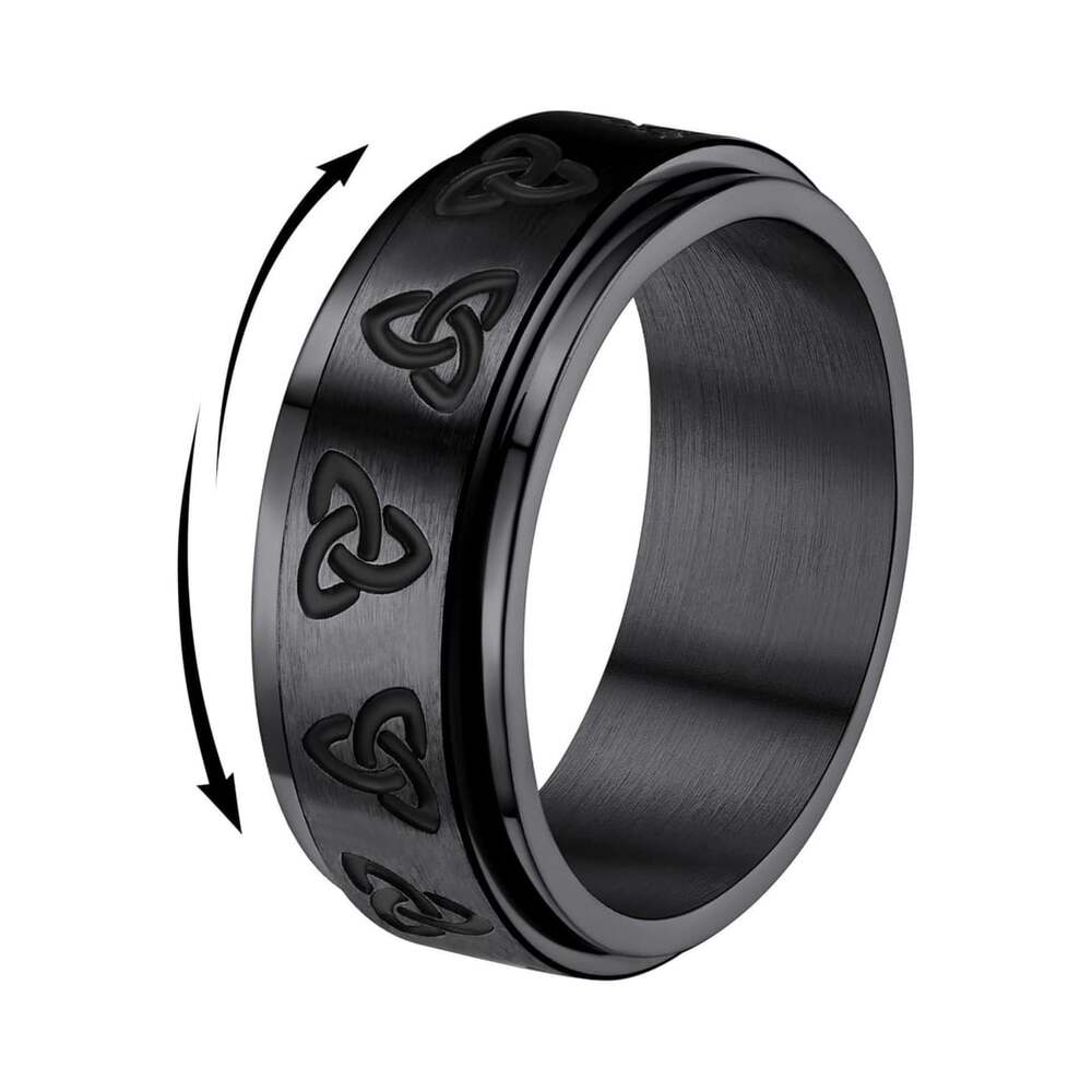 FindChic Celtic Knot Spinner Ring Size 14 Black Stainless Steel